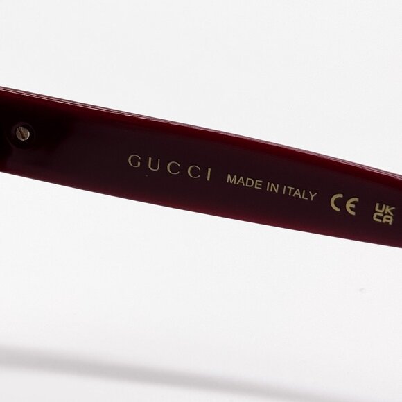 NEW GUCCI GG1828S 003 WOMEN SHINY SOLID BURGUNDY SUNGLASSES GUCCI - Picture 12 of 13